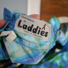 Load image into Gallery viewer, 50s 60s BLUE AND GREEN CHECK 2 PIECE SHORTS AND HALTER SUN TOP - S