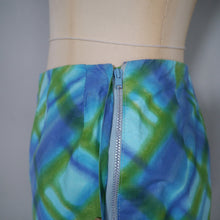 Load image into Gallery viewer, 50s 60s BLUE AND GREEN CHECK 2 PIECE SHORTS AND HALTER SUN TOP - S