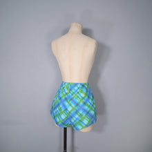 Load image into Gallery viewer, 50s 60s BLUE AND GREEN CHECK 2 PIECE SHORTS AND HALTER SUN TOP - S