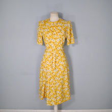 Load image into Gallery viewer, 40s YELLOW FLORAL PRINT SOFT RAYON TEA DRESS - S-M