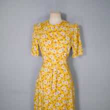 Load image into Gallery viewer, 40s YELLOW FLORAL PRINT SOFT RAYON TEA DRESS - S-M