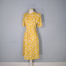 Load image into Gallery viewer, 40s YELLOW FLORAL PRINT SOFT RAYON TEA DRESS - S-M