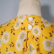 Load image into Gallery viewer, 40s YELLOW FLORAL PRINT SOFT RAYON TEA DRESS - S-M