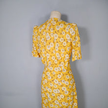 Load image into Gallery viewer, 40s YELLOW FLORAL PRINT SOFT RAYON TEA DRESS - S-M