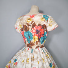 Load image into Gallery viewer, 50s DUPREZ COLOURFUL BORDER FLORAL FULL SKIRTED DRESS - XS