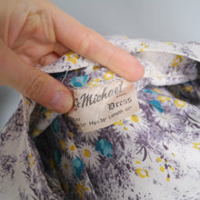 Load image into Gallery viewer, 50s GREY WHITE BORDER FLORAL ST MICHAEL SHIRT WAIST DAY DRESS - S