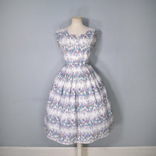 Load image into Gallery viewer, 50s GREY WHITE BORDER FLORAL ST MICHAEL SHIRT WAIST DAY DRESS - S