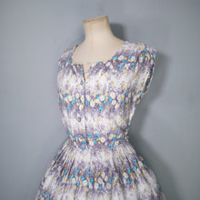 Load image into Gallery viewer, 50s GREY WHITE BORDER FLORAL ST MICHAEL SHIRT WAIST DAY DRESS - S