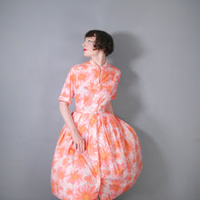 Load image into Gallery viewer, 60s CORAL FLORAL FULL SKIRTED SHIRT DRESS - VOLUP / XL