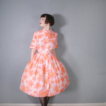 Load image into Gallery viewer, 60s CORAL FLORAL FULL SKIRTED SHIRT DRESS - VOLUP / XL