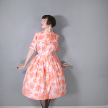 Load image into Gallery viewer, 60s CORAL FLORAL FULL SKIRTED SHIRT DRESS - VOLUP / XL