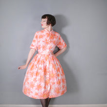 Load image into Gallery viewer, 60s CORAL FLORAL FULL SKIRTED SHIRT DRESS - VOLUP / XL