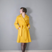 Load image into Gallery viewer, 70s BRIGHT YELLOW PURE WOOL WRAP COAT WITH BELT - M