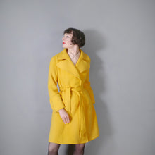 Load image into Gallery viewer, 70s BRIGHT YELLOW PURE WOOL WRAP COAT WITH BELT - M