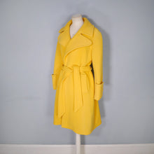 Load image into Gallery viewer, 70s BRIGHT YELLOW PURE WOOL WRAP COAT WITH BELT - M