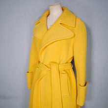 Load image into Gallery viewer, 70s BRIGHT YELLOW PURE WOOL WRAP COAT WITH BELT - M