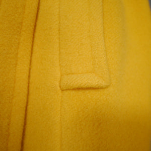 70s BRIGHT YELLOW PURE WOOL WRAP COAT WITH BELT - M