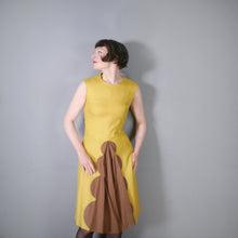 Load image into Gallery viewer, 60s STRIKING MUSTARD YELLOW LINEN WITH COLOURBLOCK SCALLOP PLEAT - S