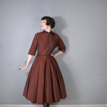 Load image into Gallery viewer, 50s BROWN MARTHA MANNING &quot;MISSES&quot; GOVERNESS STYLE DRESS - S