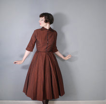 Load image into Gallery viewer, 50s BROWN MARTHA MANNING &quot;MISSES&quot; GOVERNESS STYLE DRESS - S