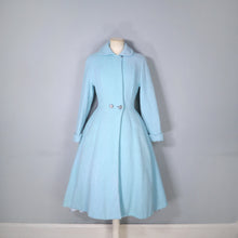 Load image into Gallery viewer, 50s 60s PASTEL BLUE &quot;RODEX&quot; SCOTCH TWEED PRINCESS FIT AND FLARE COAT - XS