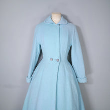 Load image into Gallery viewer, 50s 60s PASTEL BLUE &quot;RODEX&quot; SCOTCH TWEED PRINCESS FIT AND FLARE COAT - XS