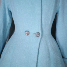 Load image into Gallery viewer, 50s 60s PASTEL BLUE &quot;RODEX&quot; SCOTCH TWEED PRINCESS FIT AND FLARE COAT - XS