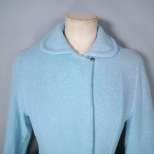 Load image into Gallery viewer, 50s 60s PASTEL BLUE &quot;RODEX&quot; SCOTCH TWEED PRINCESS FIT AND FLARE COAT - XS