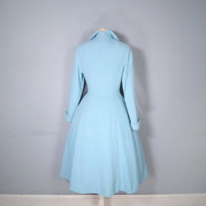 50s 60s PASTEL BLUE "RODEX" SCOTCH TWEED PRINCESS FIT AND FLARE COAT - XS