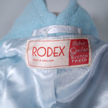 Load image into Gallery viewer, 50s 60s PASTEL BLUE &quot;RODEX&quot; SCOTCH TWEED PRINCESS FIT AND FLARE COAT - XS