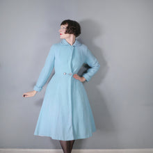 Load image into Gallery viewer, 50s 60s PASTEL BLUE &quot;RODEX&quot; SCOTCH TWEED PRINCESS FIT AND FLARE COAT - XS