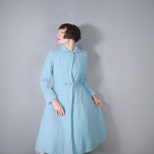 Load image into Gallery viewer, 50s 60s PASTEL BLUE &quot;RODEX&quot; SCOTCH TWEED PRINCESS FIT AND FLARE COAT - XS