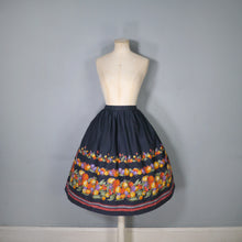 Load image into Gallery viewer, 80s does 50s BLACK FRUIT BORDER PRINT FULL SKIRT - 29-30&quot;