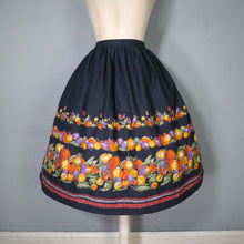 Load image into Gallery viewer, 80s does 50s BLACK FRUIT BORDER PRINT FULL SKIRT - 29-30&quot;
