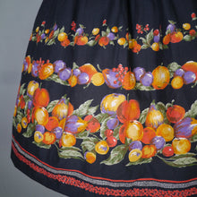 Load image into Gallery viewer, 80s does 50s BLACK FRUIT BORDER PRINT FULL SKIRT - 29-30&quot;