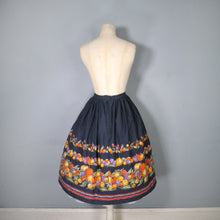 Load image into Gallery viewer, 80s does 50s BLACK FRUIT BORDER PRINT FULL SKIRT - 29-30&quot;