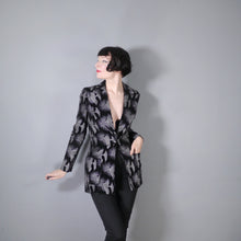 Load image into Gallery viewer, BUS STOP VELVETY BLACK AND SILVER DOVE PATTERN FITTED JACKET - S