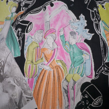 Load image into Gallery viewer, BLACK 50s 60s NOVELTY SKIRT IN THEATRICAL PRINT WITH HOLLYWOOD STARS - 27-28&quot;