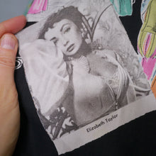Load image into Gallery viewer, BLACK 50s 60s NOVELTY SKIRT IN THEATRICAL PRINT WITH HOLLYWOOD STARS - 27-28&quot;