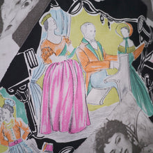 Load image into Gallery viewer, BLACK 50s 60s NOVELTY SKIRT IN THEATRICAL PRINT WITH HOLLYWOOD STARS - 27-28&quot;