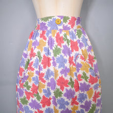 Load image into Gallery viewer, 40s COLOURFUL AUTUMNAL LEAF PRINT SOFT RAYON SKIRT - 25&quot;