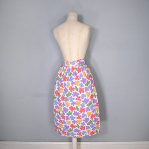 40s COLOURFUL AUTUMNAL LEAF PRINT SOFT RAYON SKIRT - 25"