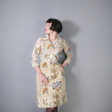 Load image into Gallery viewer, 60s SERBIN BOTANICAL PRINT DRESS WITH QUILTED SKIRT - XS-S