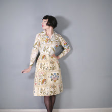 Load image into Gallery viewer, 60s SERBIN BOTANICAL PRINT DRESS WITH QUILTED SKIRT - XS-S