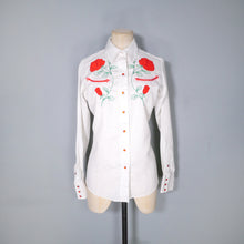 Load image into Gallery viewer, PANHANDLE SLIM WHITE ROSE EMBROIDERED WESTERN COWBOY SHIRT - XS-S