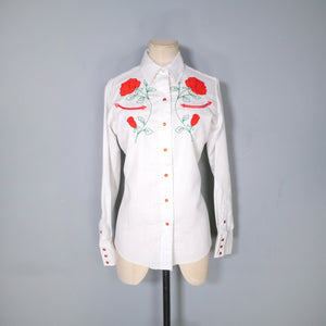 PANHANDLE SLIM WHITE ROSE EMBROIDERED WESTERN COWBOY SHIRT - XS-S