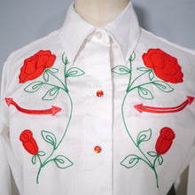 Load image into Gallery viewer, PANHANDLE SLIM WHITE ROSE EMBROIDERED WESTERN COWBOY SHIRT - XS-S