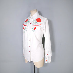 PANHANDLE SLIM WHITE ROSE EMBROIDERED WESTERN COWBOY SHIRT - XS-S