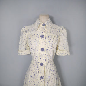 70s NOVELTY PIXILATED DANCING MUSIC PRINT BUTTON THROUGH DRESS - M