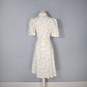 70s NOVELTY PIXILATED DANCING MUSIC PRINT BUTTON THROUGH DRESS - M